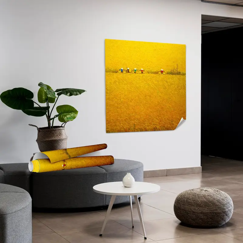 Lienzo moderno de granja: estampado amarillo de la rica temporada de cosecha