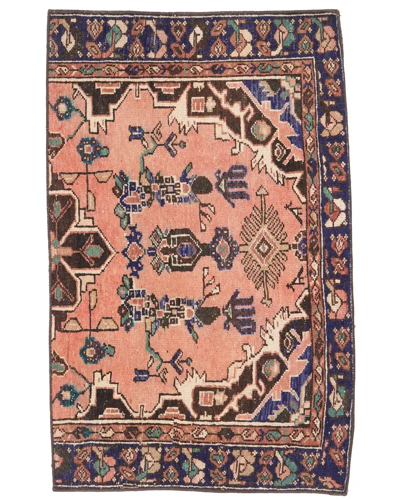 Rosa und braun gestreifter Teppich, 2,2 x 3,5 Fuß, schickes Dekor