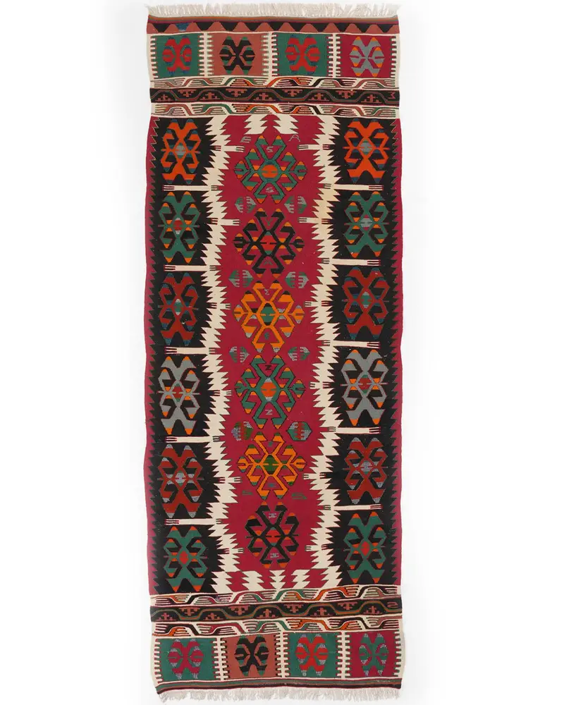 Kırmızı Halı, 3,1x8 ft Zarif Düz Renk Dekor