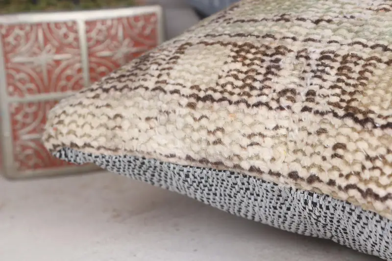 Pillow Sham, Vintage Kilim Pillow, Gift Pillow, Kilim Pillow, 12x12 Beige Pillow Case, Natural Pillow Sham, Patio Pillow Cover, Couch Pillow Case - 7