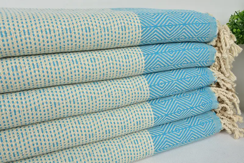 Home Decor Towel, Bridal Shower Favors, 70x40 Cotton Diamond Towel, Luxury Turkish beach towel for summer vacation, Sand-free towel, Hammam towel - 3