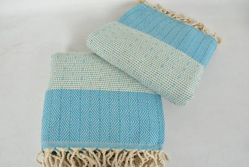 Home Decor Towel, Bridal Shower Favors, 70x40 Cotton Diamond Towel, Luxury Turkish beach towel for summer vacation, Sand-free towel, Hammam towel - 6