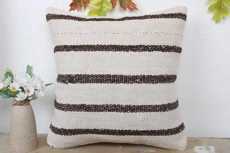 Antique Pillows, Pillow Cover, Vintage Kilim Throw Pillow, Cotton Cushion Cover, Indoor Pillow Case, Kilim Pillow Cover, 16x16 White Cushion - 2