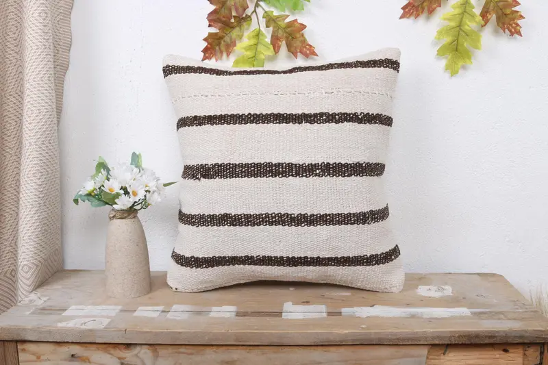 Antique Pillows, Pillow Cover, Vintage Kilim Throw Pillow, Cotton Cushion Cover, Indoor Pillow Case, Kilim Pillow Cover, 16x16 White Cushion - 1