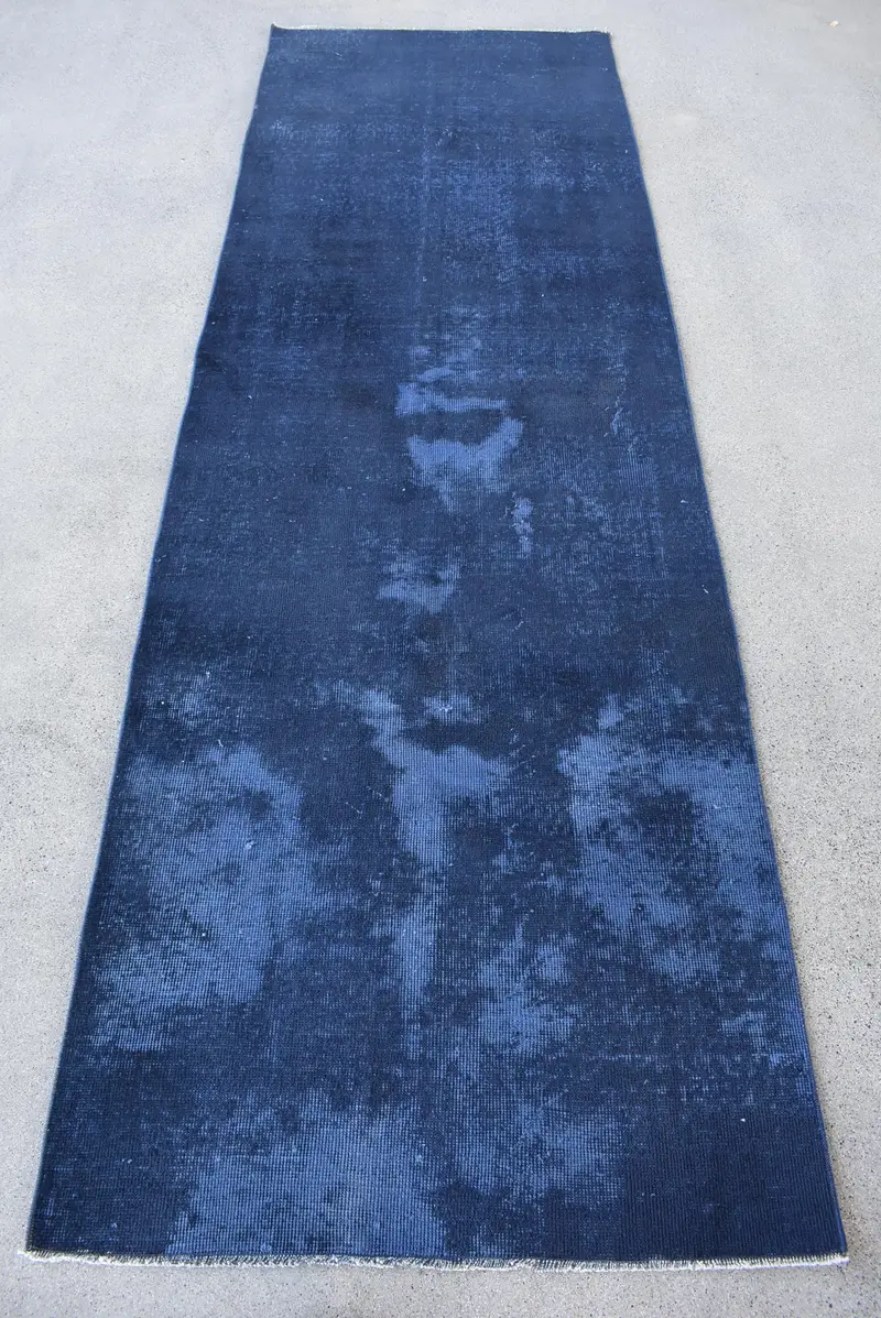 2.9x9.2 ft Türk Halısı, Oushak Halısı, Mavi Hayvan Baskı Halısı Yün - 1