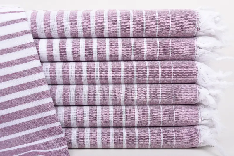 Personalized Turkish Towel, Striped Damson Cotton, Bachelorette Gift, 40x69 Inches