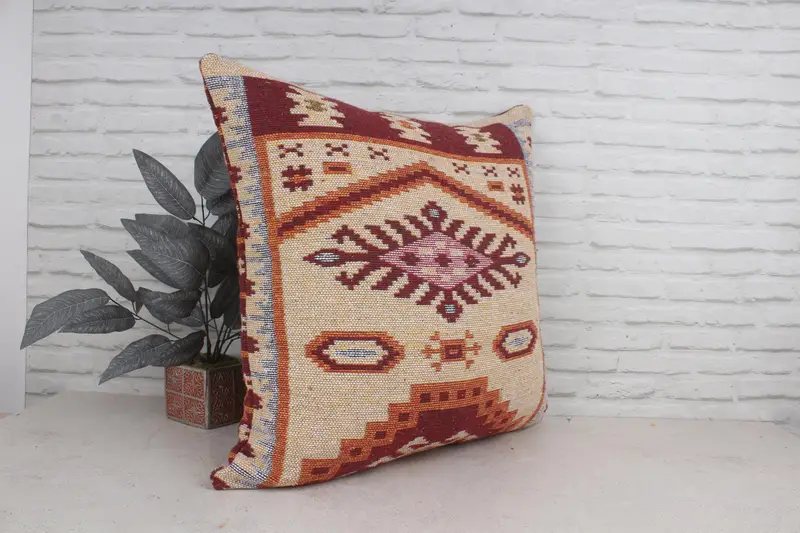 Vintage Pillow, Cushion Case, 28x28 Beige Pillow Case, Nautical Throw Pillow Cover, Vintage Kilim Pillow, Kilim Pillow Cover - 3