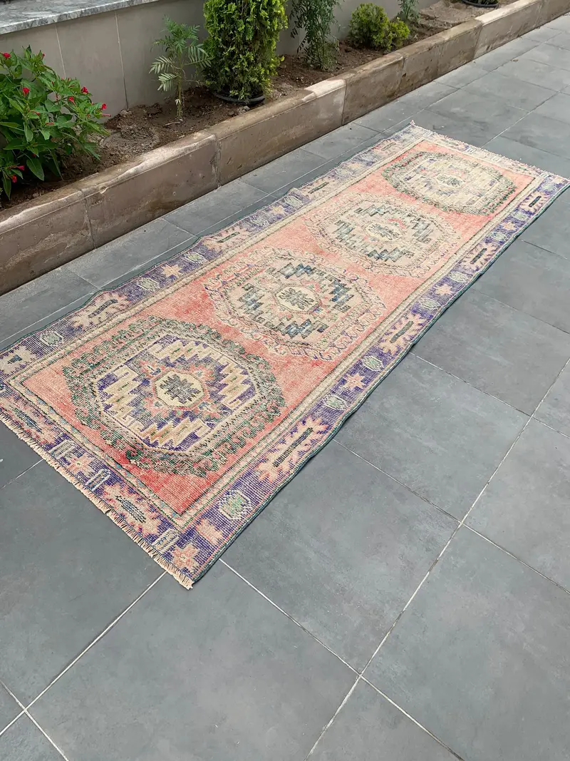 Alfombra naranja vibrante, 12 x 3,1 m, diseño oriental