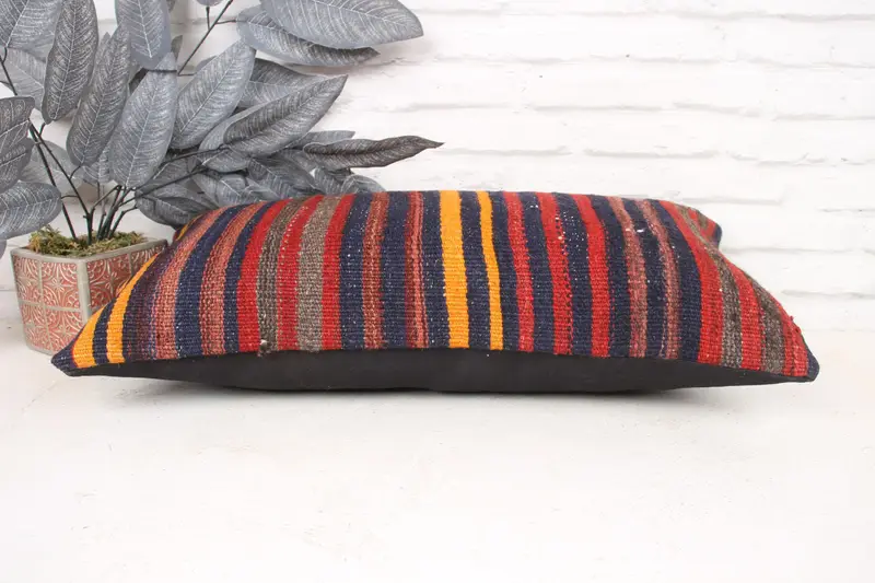 Sofa Bolster Cushion Cover, Home Decor Pillow, Antique Pillows, Ethnical Kilim Rug Pillow, 12x24 Red Pillow Sham, Pillow Cover - 5