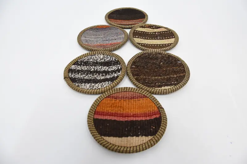 Posavasos de rayas naranjas y marrones, posavasos de mesa duraderos y elegantes