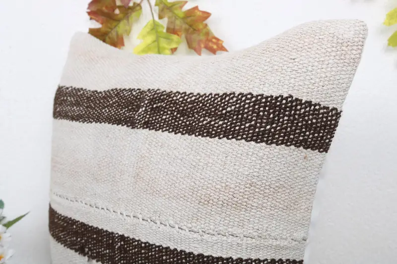 Nautical Throw Cushion Case, Authentic Pillow, Turkish Pillow, Vintage Pillow, Pillow, 18x18 White Pillow Sham, Vintage Kilim Pillow - 5