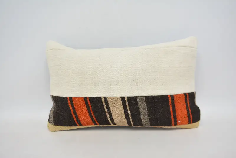 Turkish Kilim Pillow, Handmade Kilim Cushion, 12x20 White Pillow Case, Kilim Pillow Cover, Cozy Throw Pillow, Cushion, Custom Pillow - 1