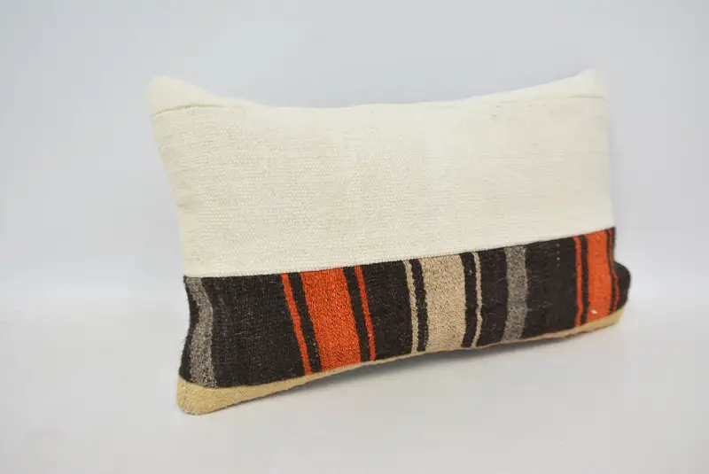 Turkish Kilim Pillow, Handmade Kilim Cushion, 12x20 White Pillow Case, Kilim Pillow Cover, Cozy Throw Pillow, Cushion, Custom Pillow - 3
