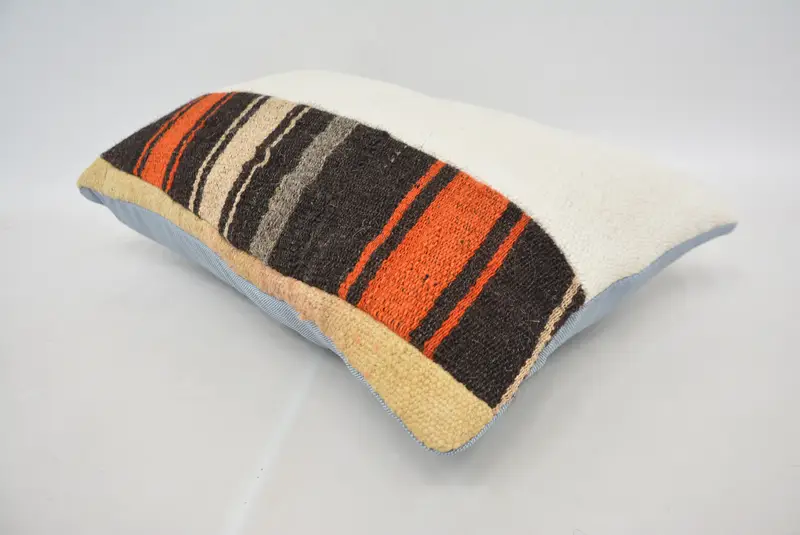 Turkish Kilim Pillow, Handmade Kilim Cushion, 12x20 White Pillow Case, Kilim Pillow Cover, Cozy Throw Pillow, Cushion, Custom Pillow - 6