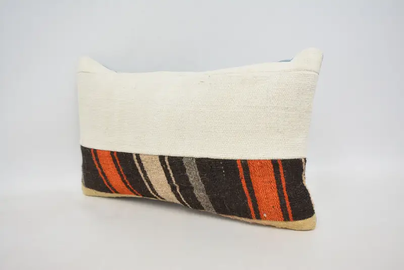 Turkish Kilim Pillow, Handmade Kilim Cushion, 12x20 White Pillow Case, Kilim Pillow Cover, Cozy Throw Pillow, Cushion, Custom Pillow - 4
