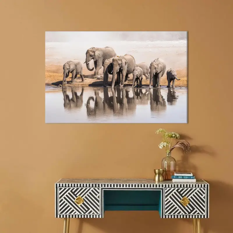 エレガントなサファリ野生動物キャンバス: 農家の装飾プリントアート
