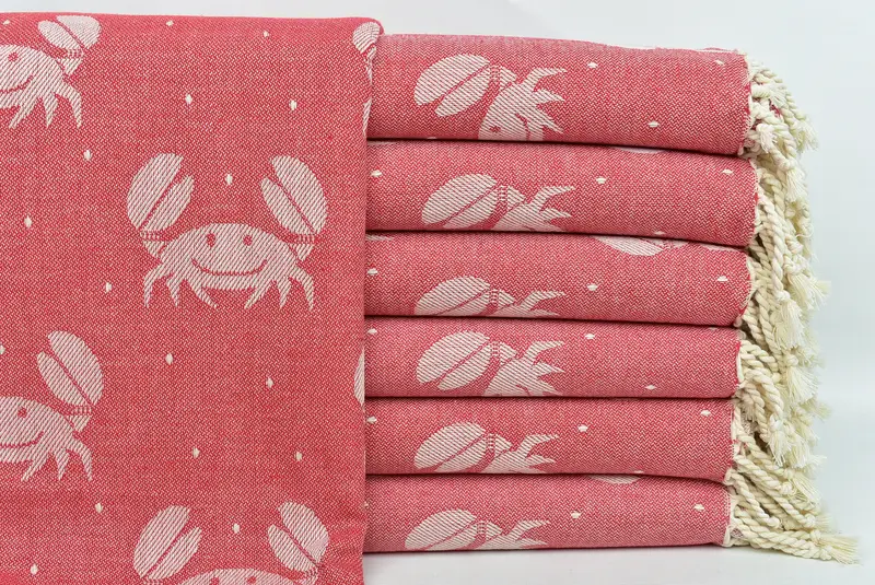 Large Beach Towel Personalized, Quick-Dry Beach Towel, Quick-dry peshtemal, Halloween Gifts, Turkish hand towel, 68x40 Cotton Crab Design Towel - 1