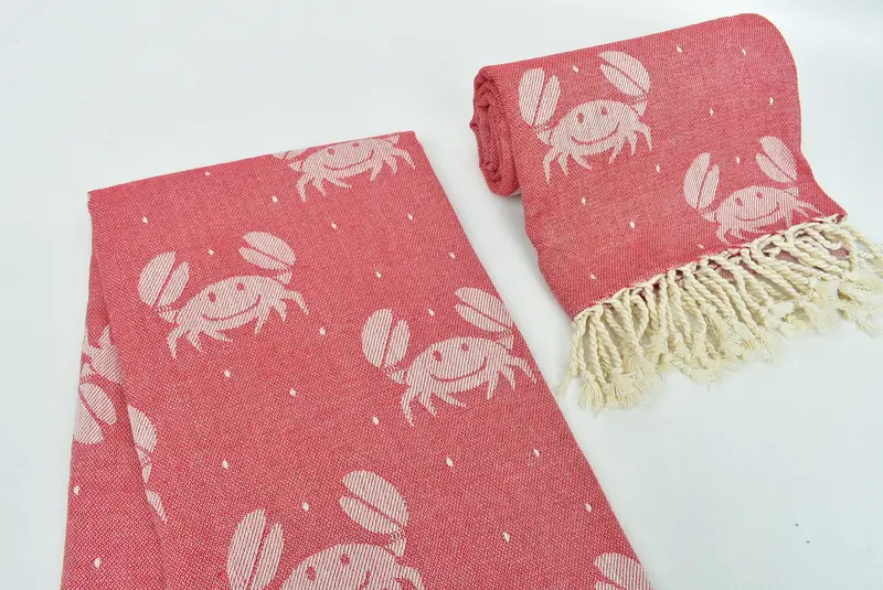 Large Beach Towel Personalized, Quick-Dry Beach Towel, Quick-dry peshtemal, Halloween Gifts, Turkish hand towel, 68x40 Cotton Crab Design Towel - 7