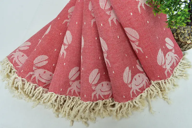 Large Beach Towel Personalized, Quick-Dry Beach Towel, Quick-dry peshtemal, Halloween Gifts, Turkish hand towel, 68x40 Cotton Crab Design Towel - 4