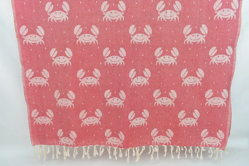 Large Beach Towel Personalized, Quick-Dry Beach Towel, Quick-dry peshtemal, Halloween Gifts, Turkish hand towel, 68x40 Cotton Crab Design Towel - 8