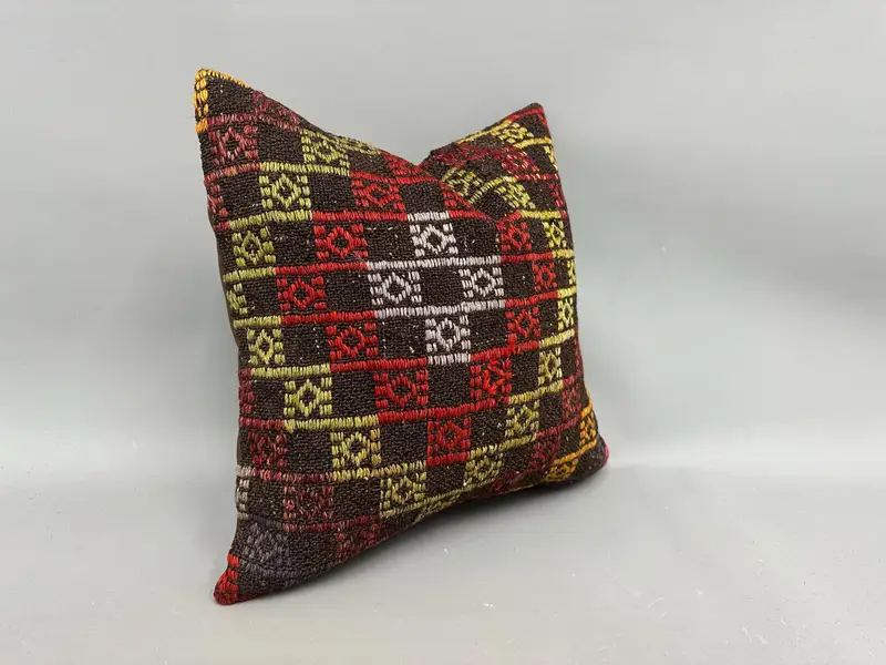 Vintage Pillow, Boho Pillow Sham Cover, Pillow, Shabby Chic Pillow Cover, Kilim Pillow Cover, 18x18 White Cushion Case, Kilim Rug Cushion Case - 2