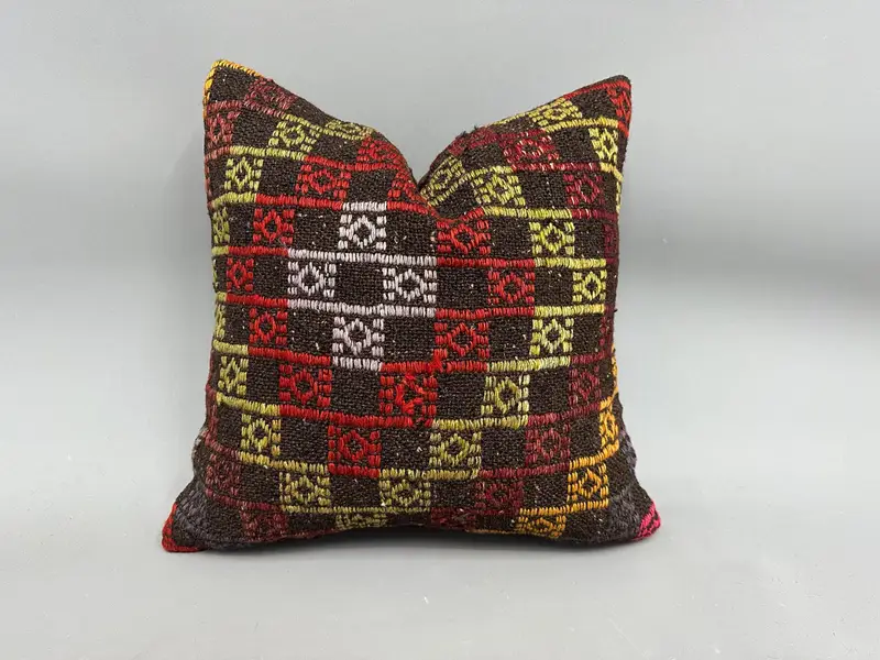 Vintage Pillow, Boho Pillow Sham Cover, Pillow, Shabby Chic Pillow Cover, Kilim Pillow Cover, 18x18 White Cushion Case, Kilim Rug Cushion Case - 1