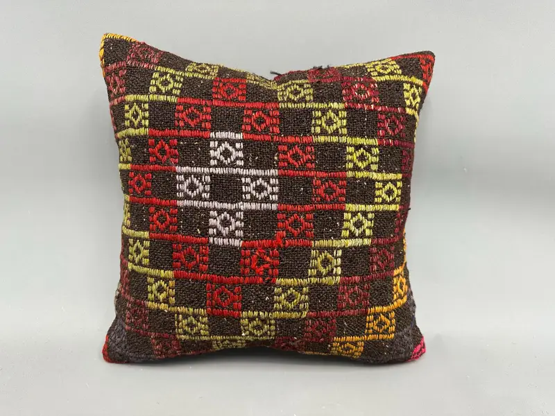 Vintage Pillow, Boho Pillow Sham Cover, Pillow, Shabby Chic Pillow Cover, Kilim Pillow Cover, 18x18 White Cushion Case, Kilim Rug Cushion Case - 4