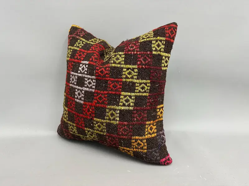 Vintage Pillow, Boho Pillow Sham Cover, Pillow, Shabby Chic Pillow Cover, Kilim Pillow Cover, 18x18 White Cushion Case, Kilim Rug Cushion Case - 3