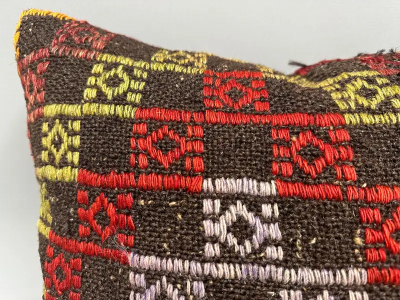 Vintage Pillow, Boho Pillow Sham Cover, Pillow, Shabby Chic Pillow Cover, Kilim Pillow Cover, 18x18 White Cushion Case, Kilim Rug Cushion Case - 5