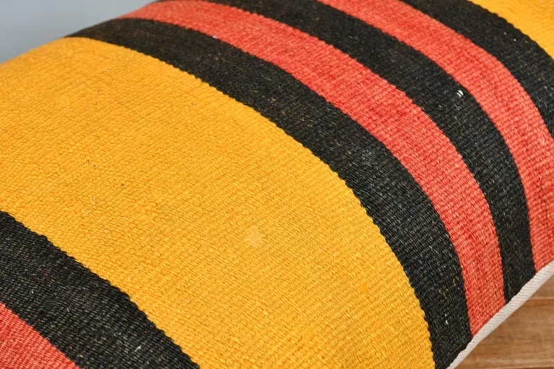 Vintage Kilim Throw Pillow, Knitted Cushion, 16x24 Red Pillow Case, Gift Pillow, Turkish Rugs Pillow Sham, Pillow, Boho Pillow - 3