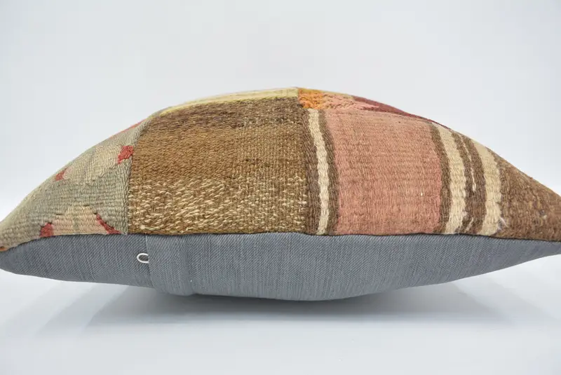 Vintage Kilim Pillow, Interior Designer Pillow, Handmade Throw Pillow Case, 16x16 Brown Cushion Case, Kilim Pillow Cover, Pillow - 5