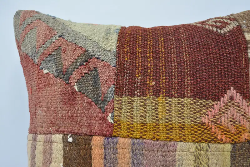 Vintage Kilim Pillow, Interior Designer Pillow, Handmade Throw Pillow Case, 16x16 Brown Cushion Case, Kilim Pillow Cover, Pillow - 2