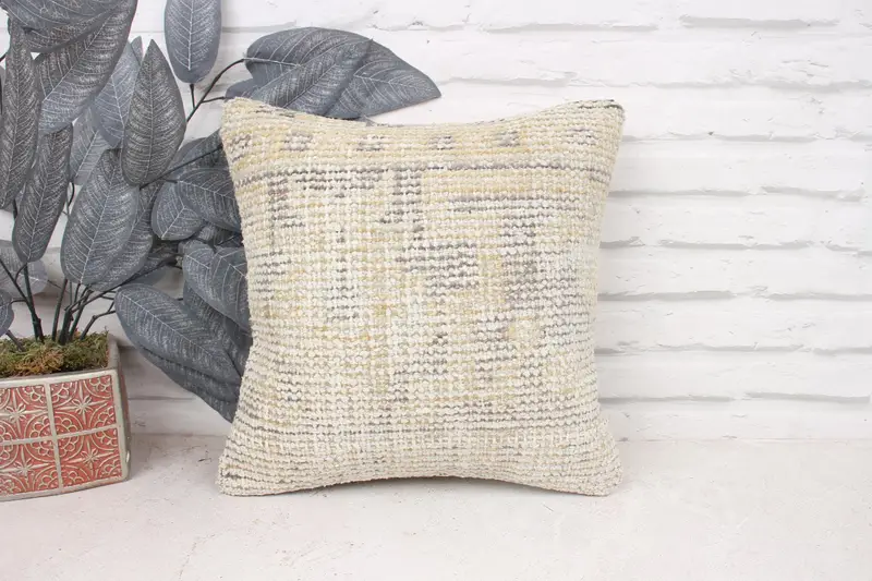 Vintage Pillow, Pillow Sham, Home Decor Pillow, Ethnical Kilim Rug Pillow, Aztec Pillow Cover, 14x14 Orange Cushion Case - 1