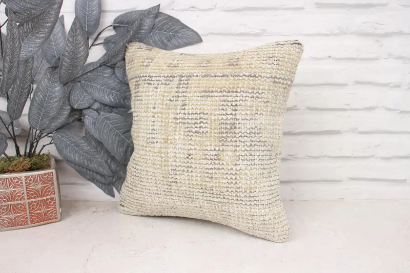 Vintage Pillow, Pillow Sham, Home Decor Pillow, Ethnical Kilim Rug Pillow, Aztec Pillow Cover, 14x14 Orange Cushion Case - 4