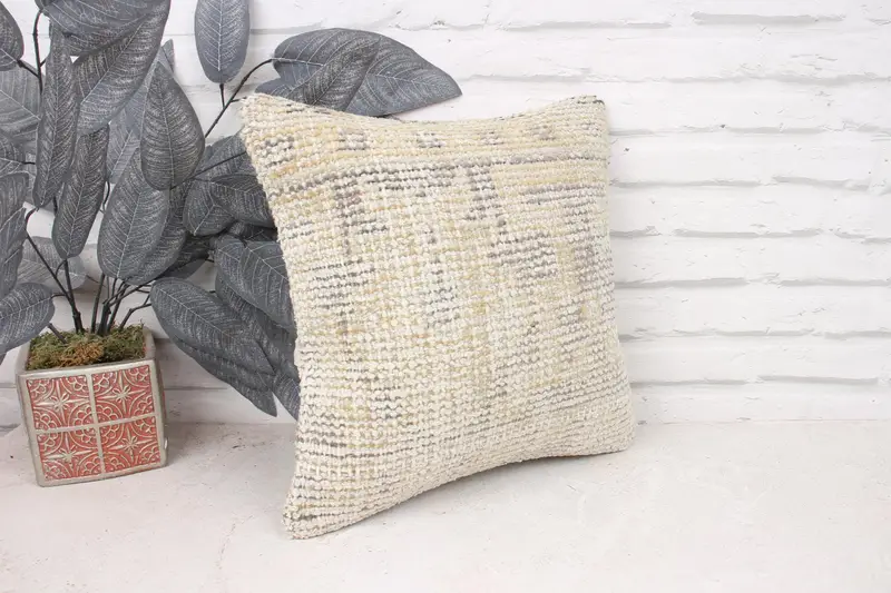 Vintage Pillow, Pillow Sham, Home Decor Pillow, Ethnical Kilim Rug Pillow, Aztec Pillow Cover, 14x14 Orange Cushion Case - 3