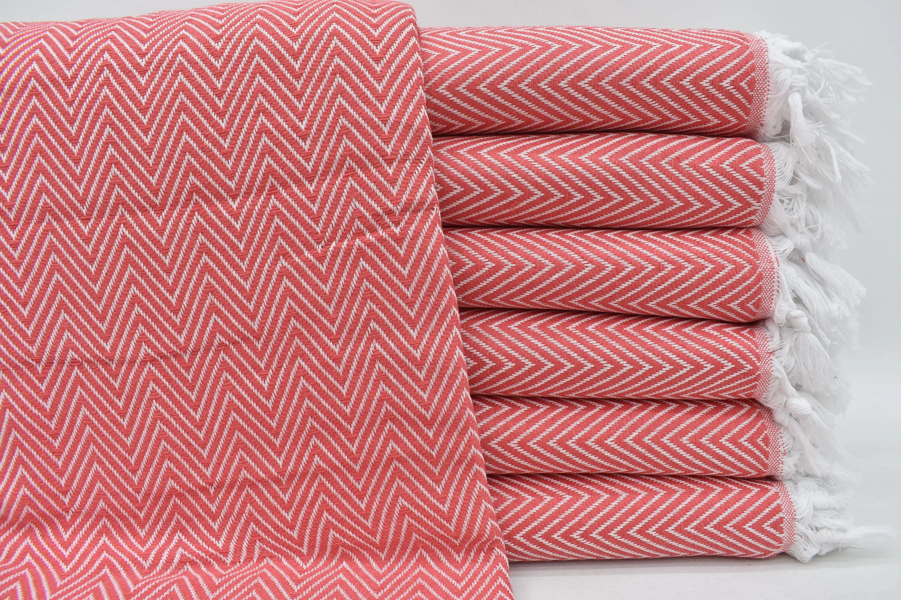 Home Decor Vermilion Chevron Blanket, 95x79, Organic Cotton, Customizable - 1