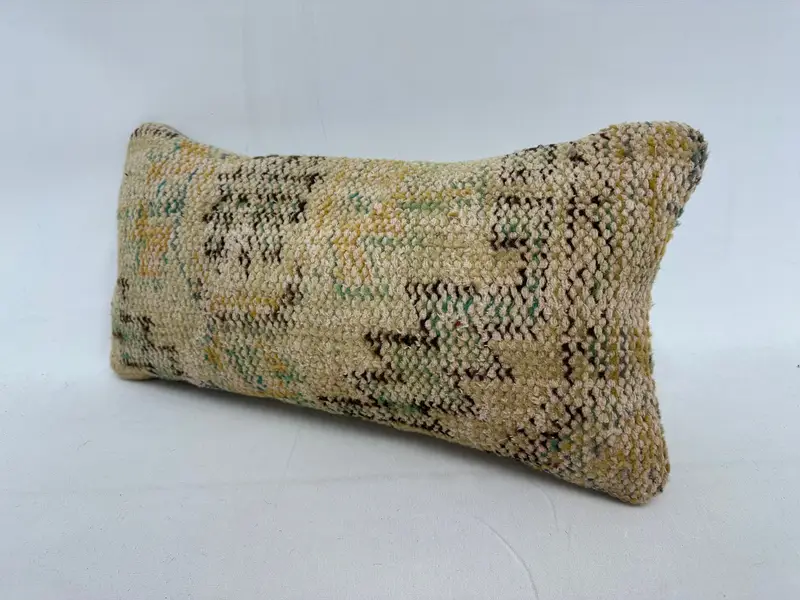 10x20 Bej Yastık Sham, Kanepe Dövme Yastığı Kılıfı, Etnik Kilim Halı Yastığı, Yastık Kılıfı, Ev Dekor Yastığı, Türk Kilim Yastığı - 3