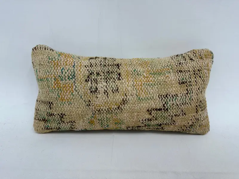 10x20 Bej Yastık Sham, Kanepe Dövme Yastığı Kılıfı, Etnik Kilim Halı Yastığı, Yastık Kılıfı, Ev Dekor Yastığı, Türk Kilim Yastığı - 1