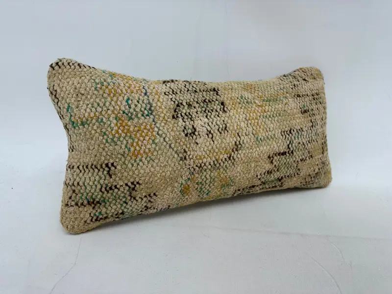 10x20 Bej Yastık Sham, Kanepe Dövme Yastığı Kılıfı, Etnik Kilim Halı Yastığı, Yastık Kılıfı, Ev Dekor Yastığı, Türk Kilim Yastığı - 2