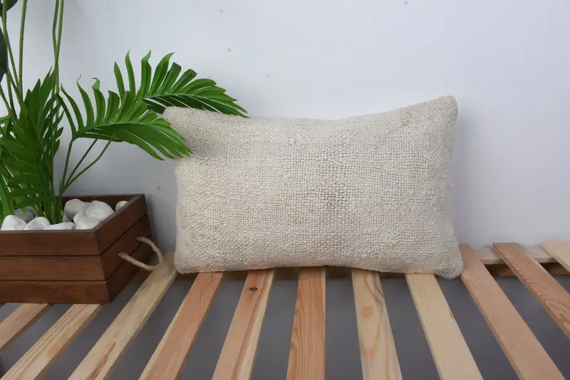 Sofa Bolster Pillow Case, 12x20 Beige Pillow, Interior Designer Pillow, Tapestry Cushion Case, Boho Pillow Sham Cover, Pillow Case, Vintage Pillow - 1