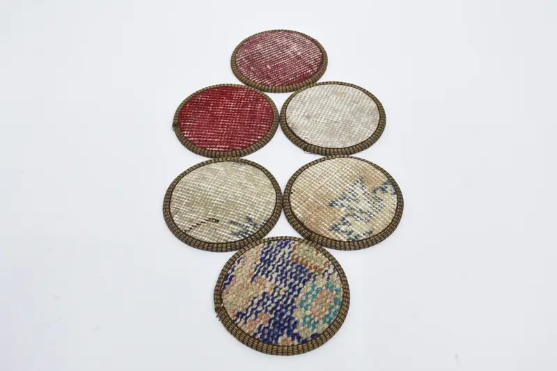 Red and White Bohemian Coaster, Round Ethnic Coaster