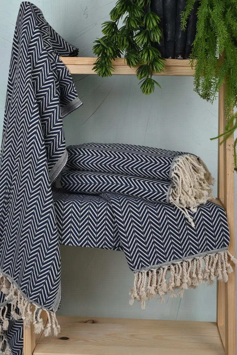 Monogram Beach Towel, Sand-resistant towel, Turkish Towel Monogram, Baby Boy Gift, 70x40 Cotton Zig zag Towel, Beach Size Towel, Wedding Gifts Towel - 6