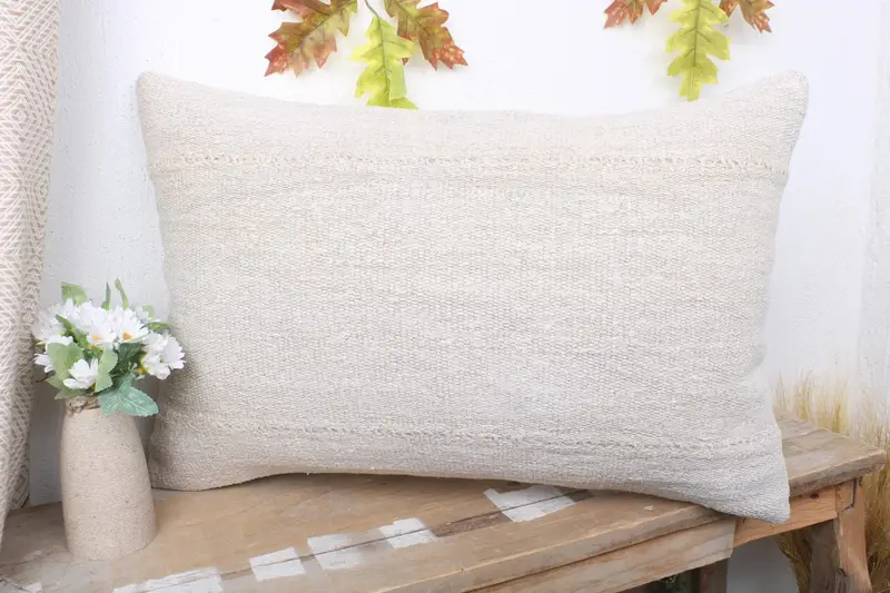 Garden Pillow Cover, Vintage Kilim Throw Pillow, Turkish Kilim Pillow, 16x24 Beige Pillow Sham, Interior Designer Pillow, Cushion Cover - 4