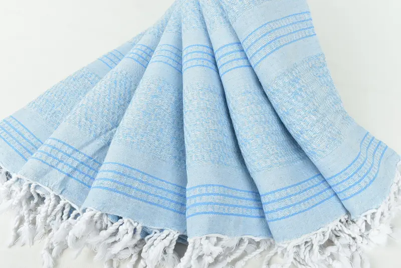Organic Beach Towel, Quick-dry towel, Turkish Towel Beach, Beach Size Towel, Embroidery Towels, 70x36 Linen Striped Towel, Housewarming Gift - 4
