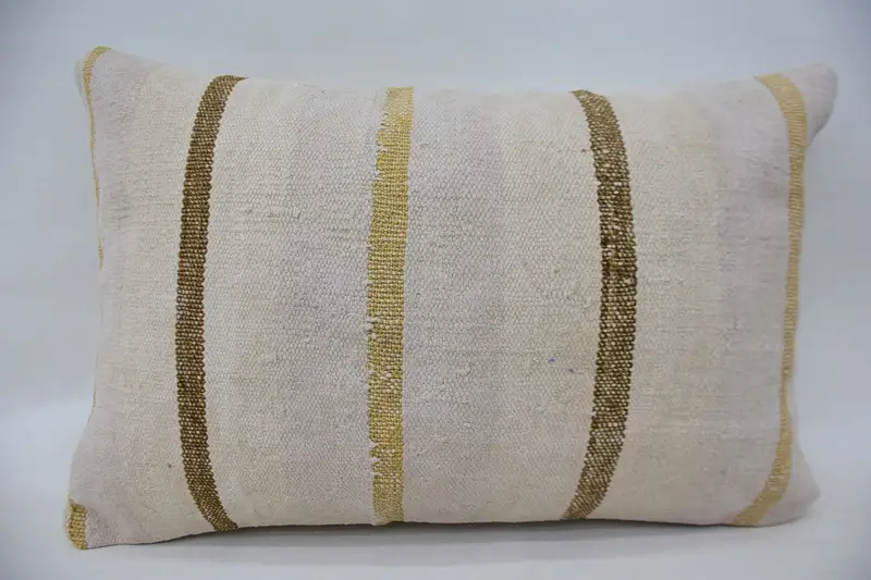 Pillow, Kilim Pillow, 16x24 White Pillow Cover, Seat Pillow Case, Pillow for Couch, Interior Designer Pillow, Muted Pillow Cover - 4