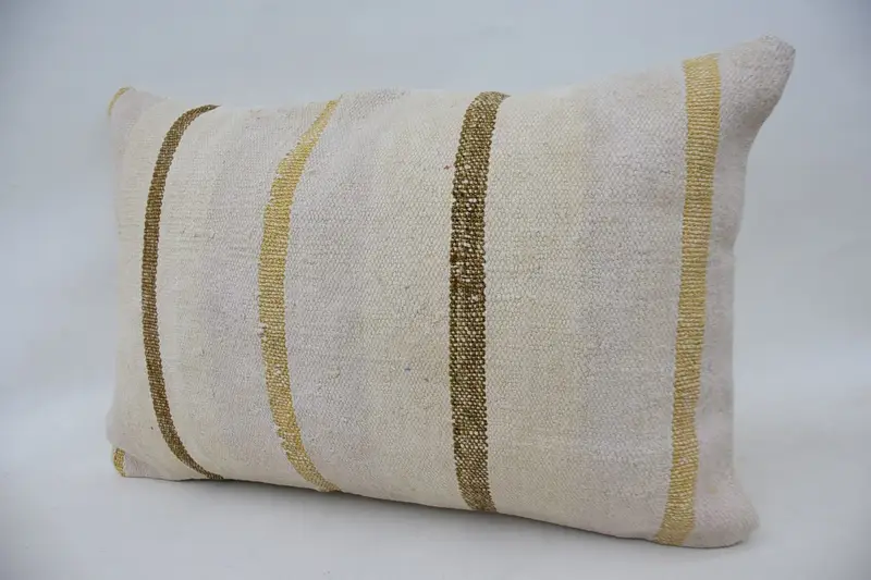 Pillow, Kilim Pillow, 16x24 White Pillow Cover, Seat Pillow Case, Pillow for Couch, Interior Designer Pillow, Muted Pillow Cover - 3