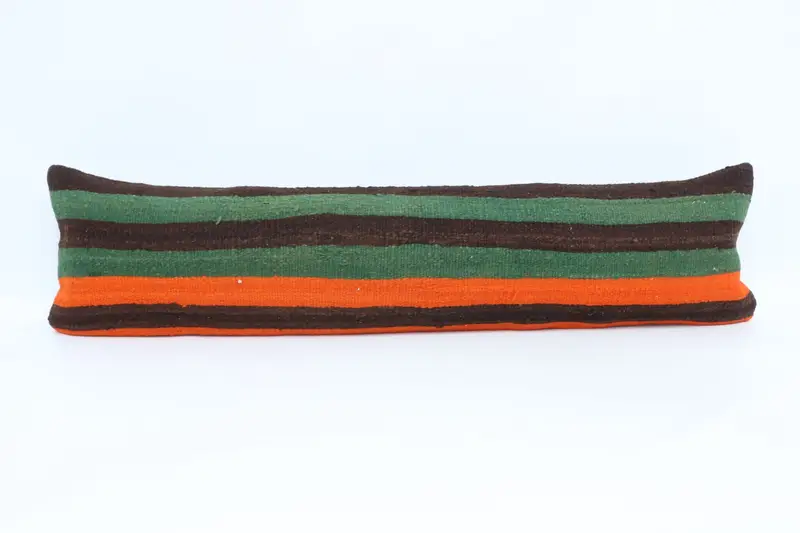 Vintage Kilim Throw Pillow, Pillow Cover, 12x48 Green Pillow Case, Turkish Corner Cushion Case, Pillow for Couch, Kilim Pillow Cover - 1