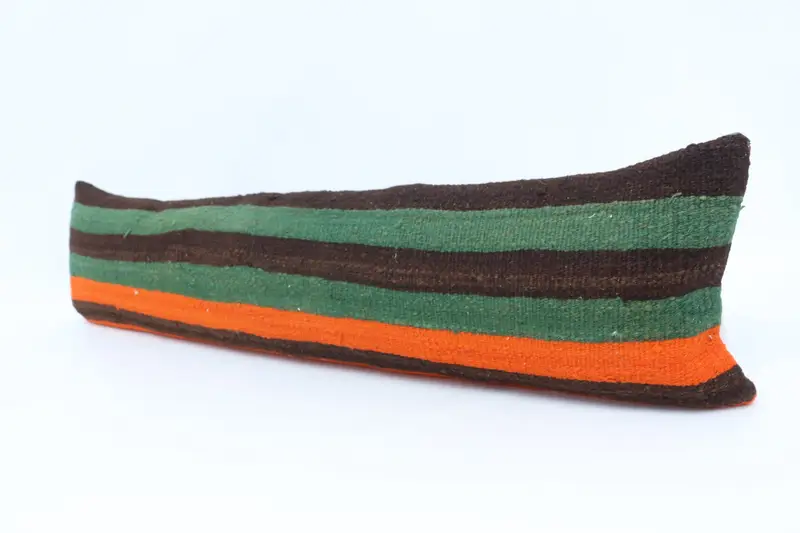 Vintage Kilim Throw Pillow, Pillow Cover, 12x48 Green Pillow Case, Turkish Corner Cushion Case, Pillow for Couch, Kilim Pillow Cover - 4