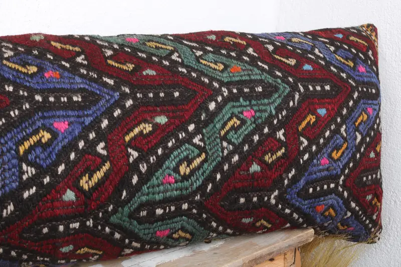Cushion Case, 16x48 Red Pillow Case, Customized Pillow Case, Accent Pillow Sham, Kilim Cushion Sham, Home Decor Pillow, Vintage Kilim Pillow - 4