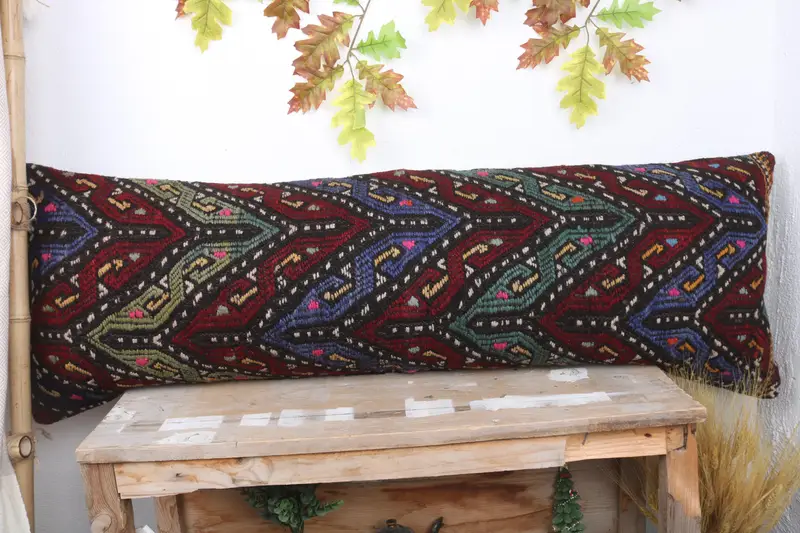 Cushion Case, 16x48 Red Pillow Case, Customized Pillow Case, Accent Pillow Sham, Kilim Cushion Sham, Home Decor Pillow, Vintage Kilim Pillow - 2
